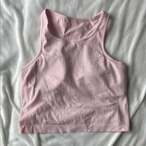 Lululemon ebb to street cropped high neck pink Tank Top - STRAWBERRY MILKSHAKE